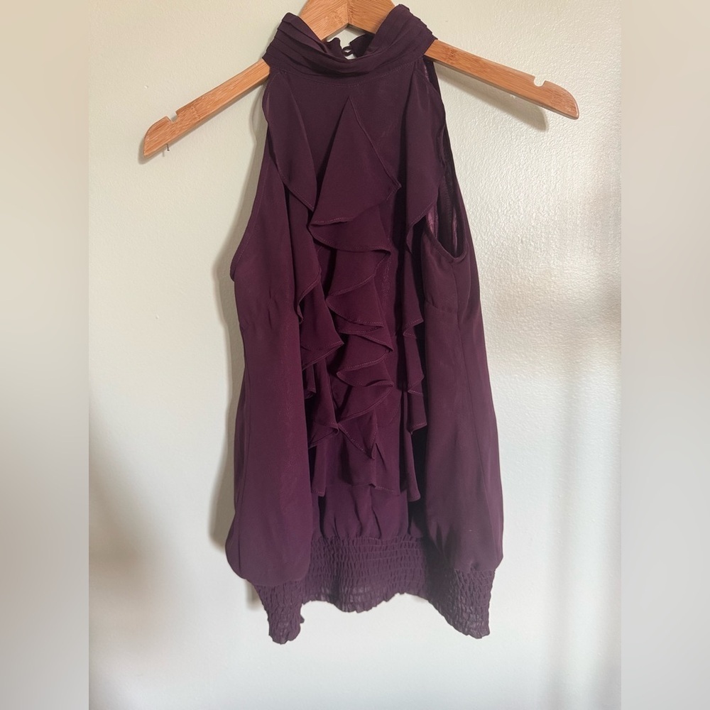 Chic Plum Ruffle Blouse